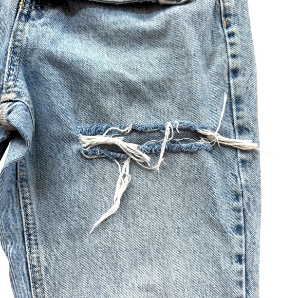 Topshop MOM Blue Denim Jeans Straight Distressed Ripped Size w28 - Picture 5 of 7